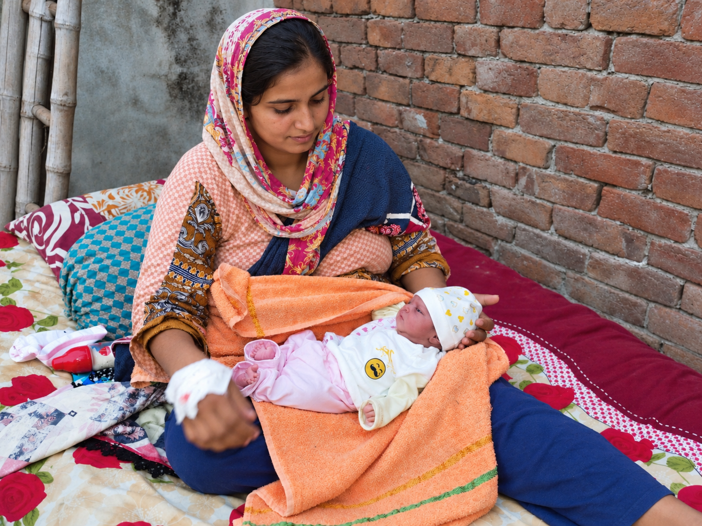 Mother and newborn baby